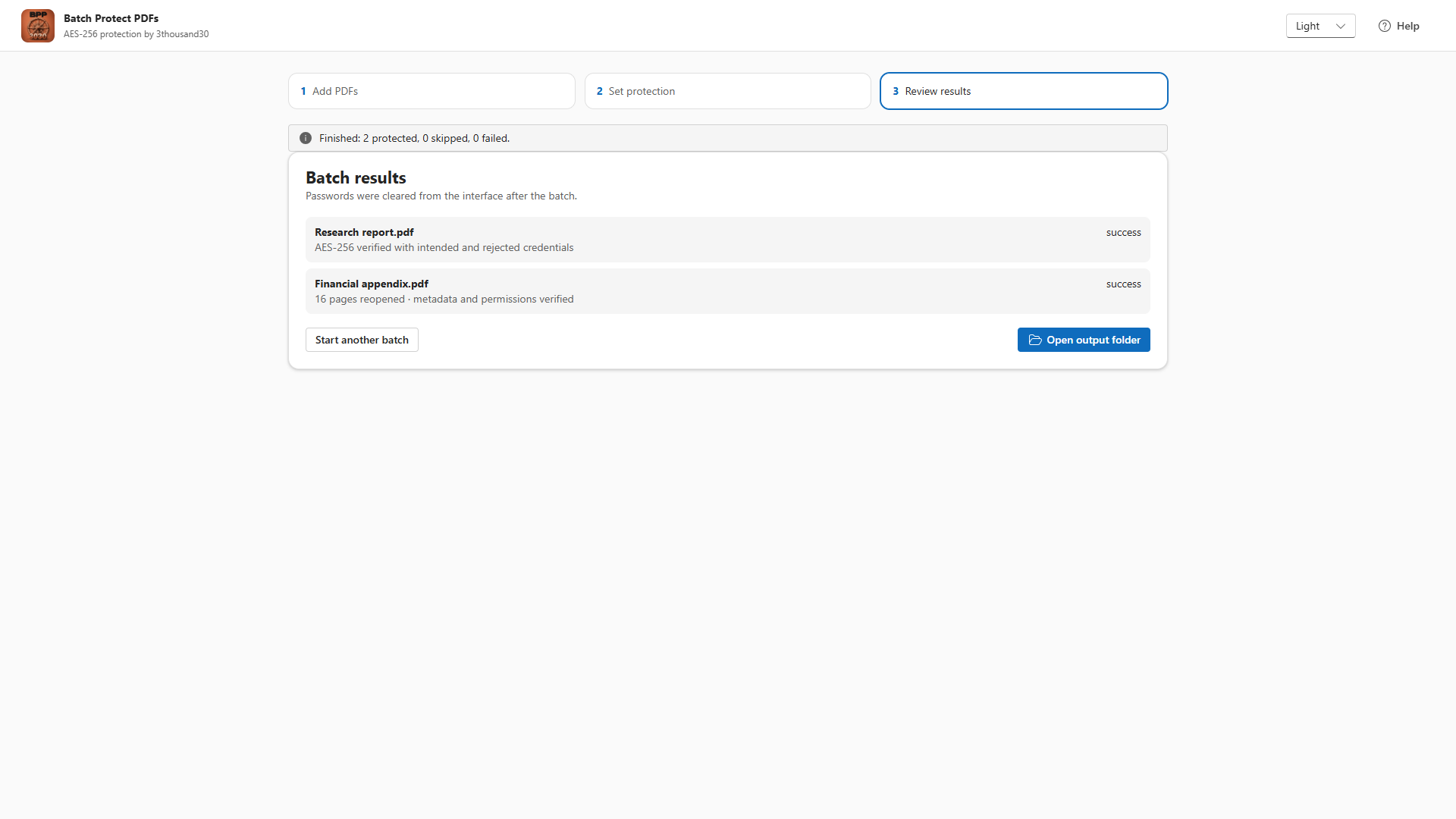 Review every protected output